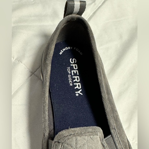 Sperry Top Side Women Seaside Quilted Suede Slip on Sneakers Gray 8 Memory Foam - Picture 9 of 13